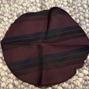 Alexander Olch Striped Round Silk Scarf in Burgundy, Navy and Black